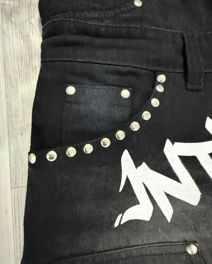 Double Waisted Graffiti Jean Shorts