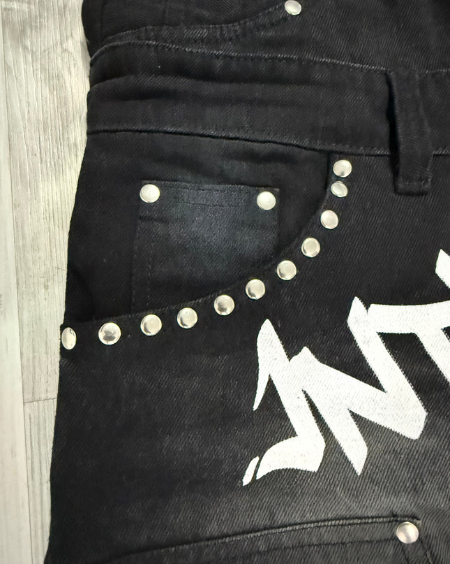 Double Waisted Graffiti Jean Shorts