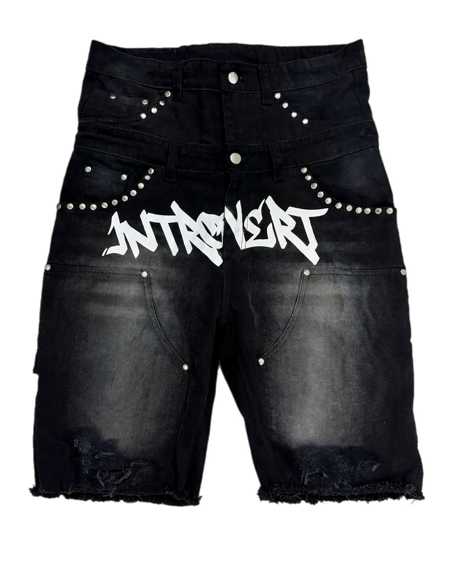Double Waisted Graffiti Jean Shorts
