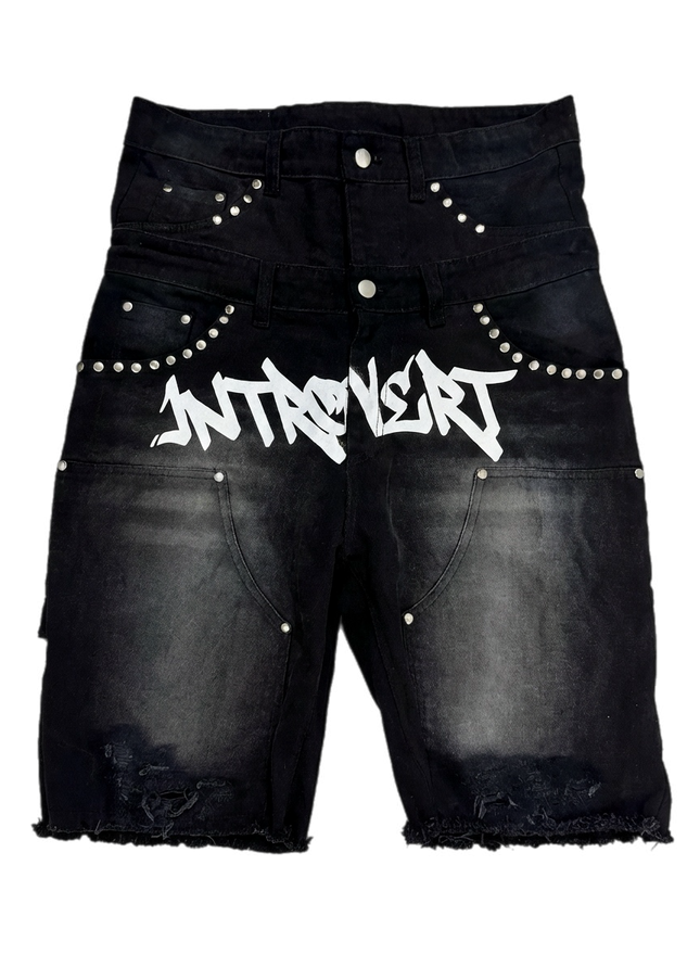 Double Waisted Graffiti Jean Shorts