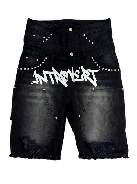 Double Waisted Graffiti Jean Shorts