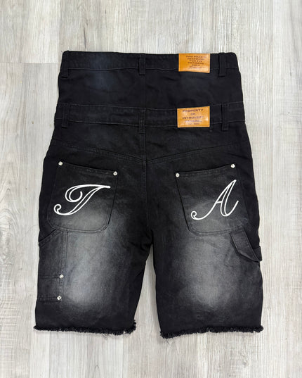 Double Waisted Graffiti Jean Shorts