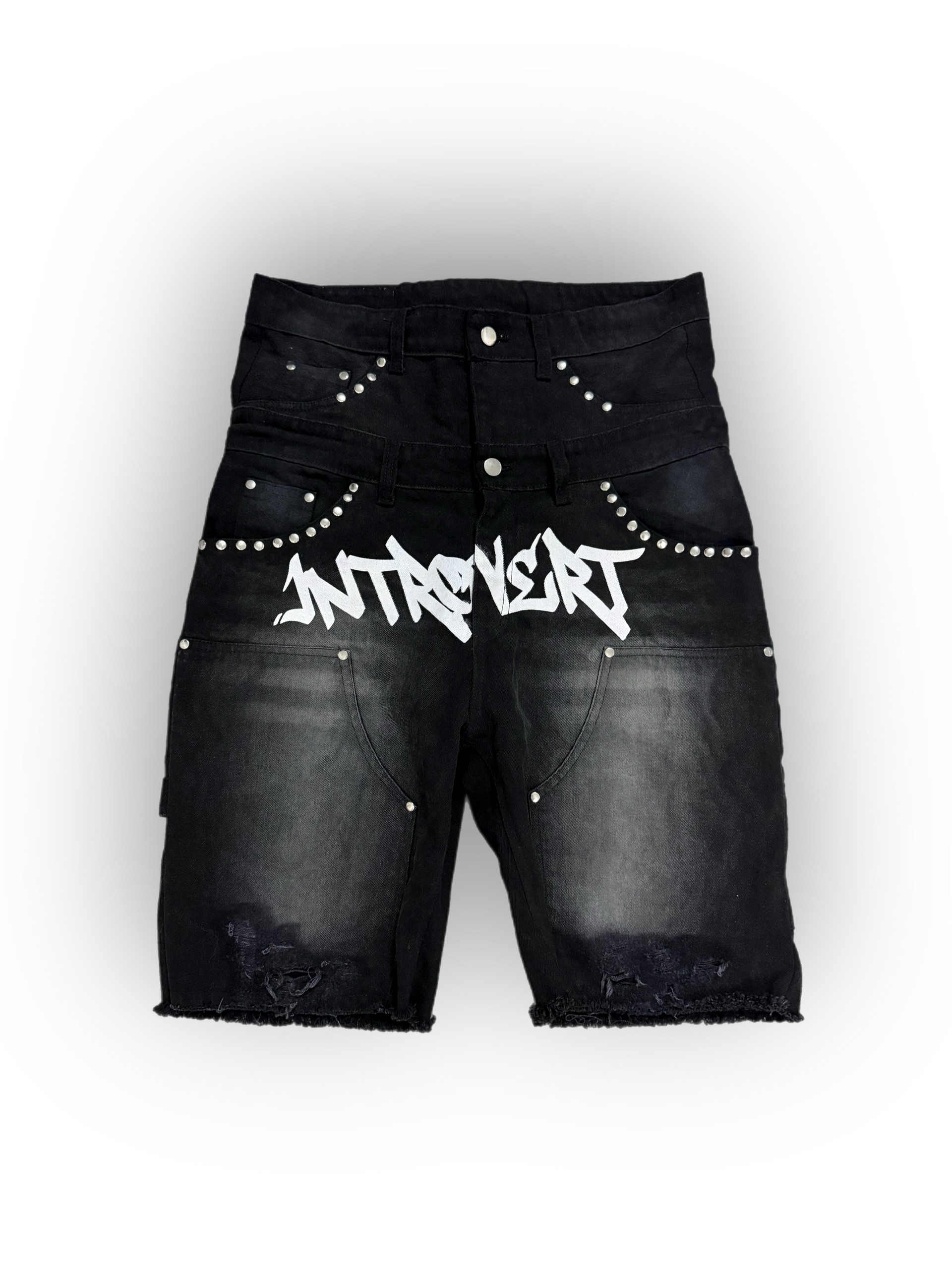 Double Waisted Graffiti Jean Shorts